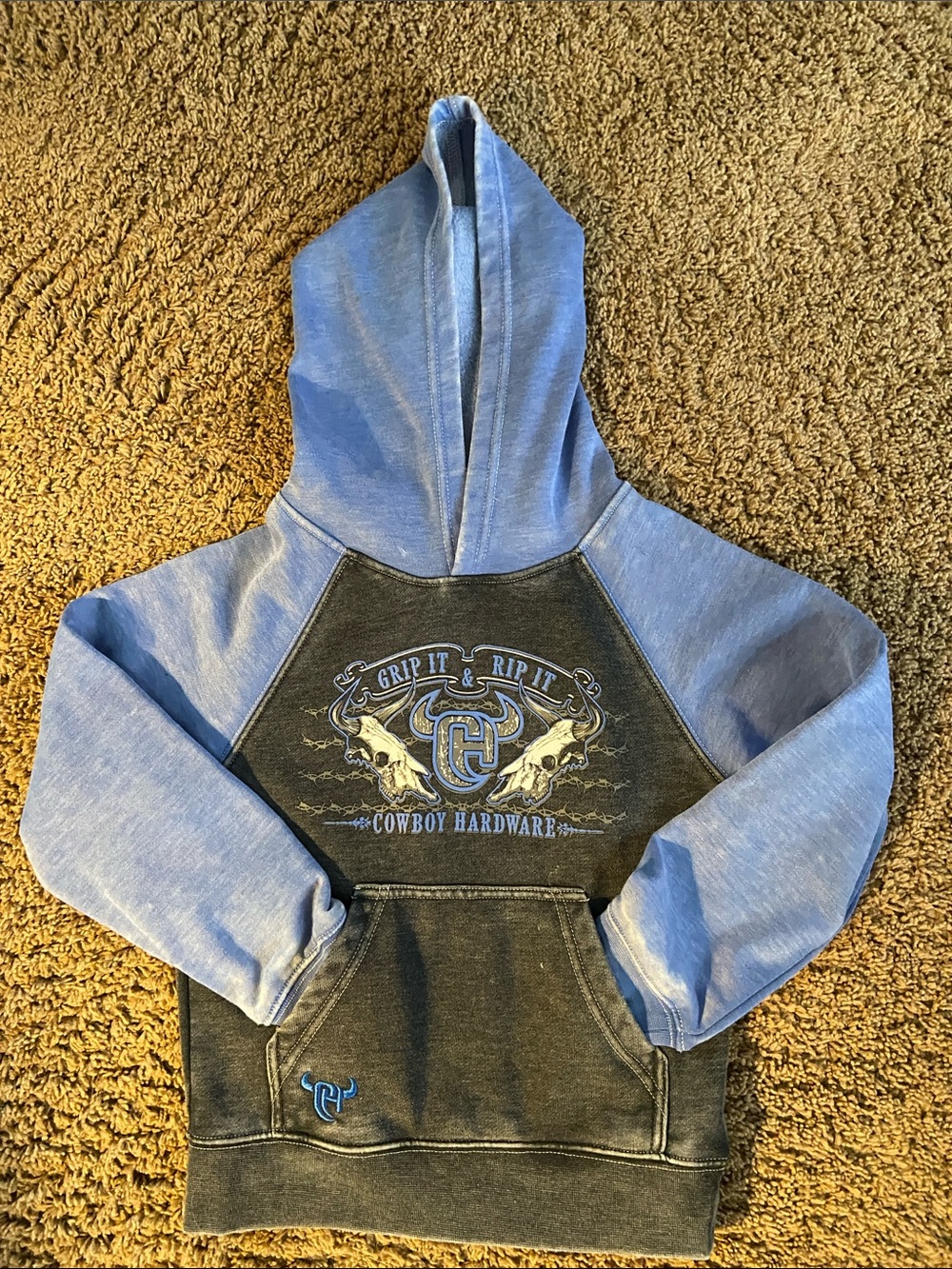 Cowboy Hardware Kids' Two-Tone Blue Hooded Sweatshirt